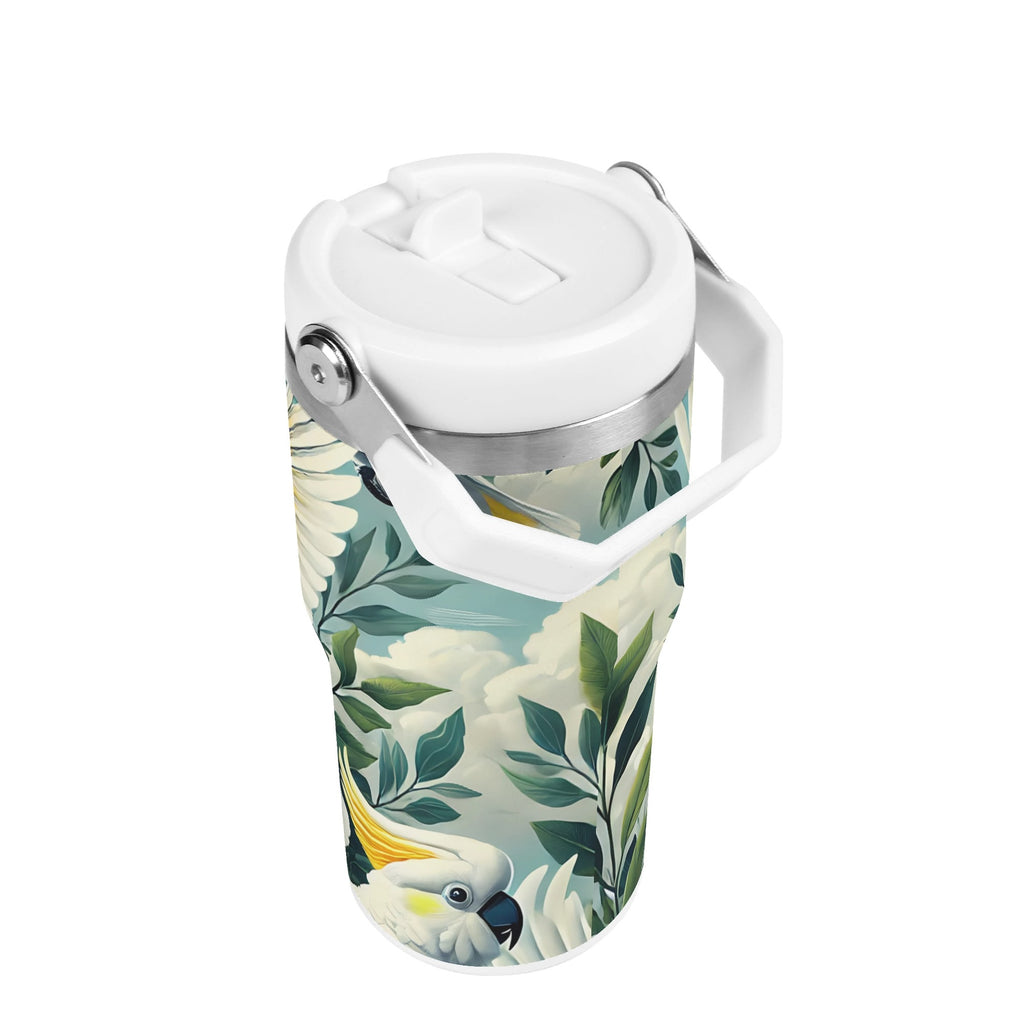 Personalised Cockatoo 20oz Stainless Steel Tumbler Screw On Lid With Straw Personalised 20oz Tumbler with Top Handle animal Printed Offshore