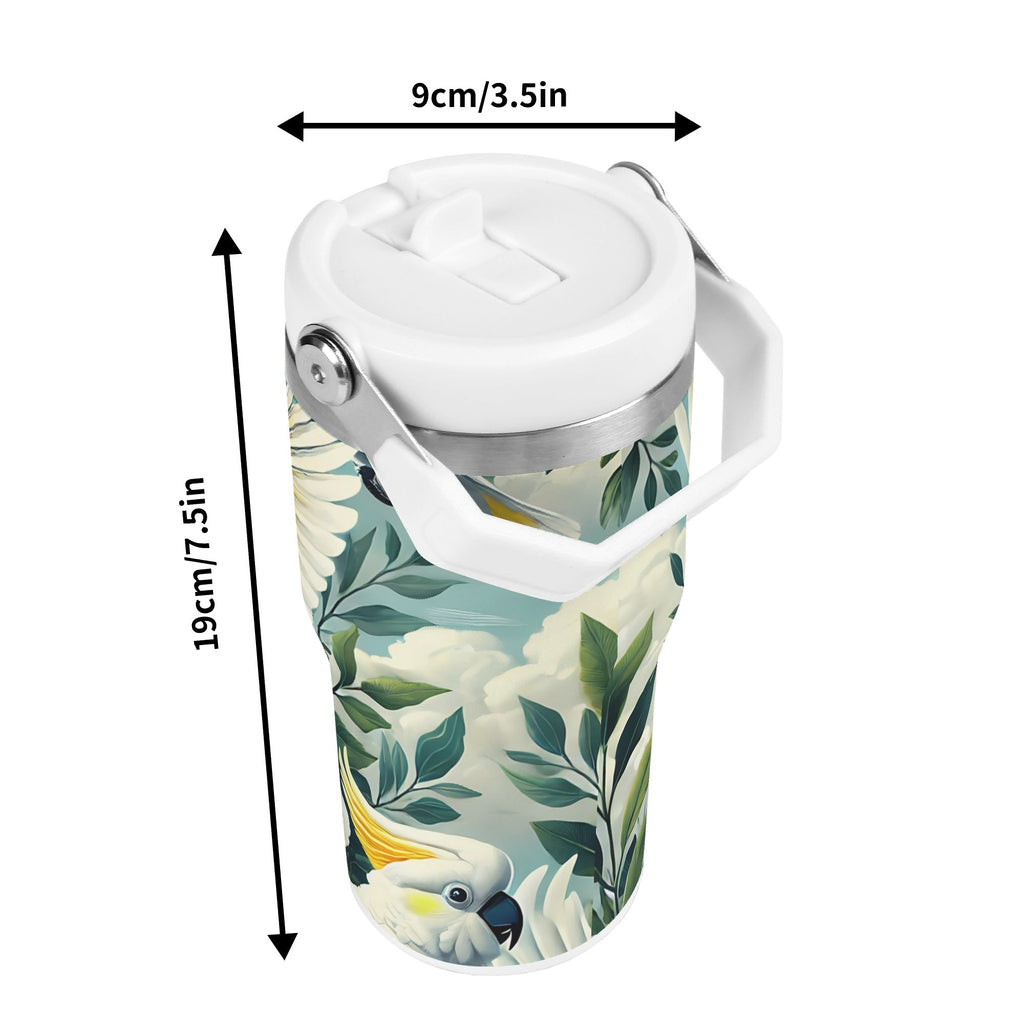 Personalised Cockatoo 20oz Stainless Steel Tumbler Screw On Lid With Straw Personalised 20oz Tumbler with Top Handle animal Printed Offshore