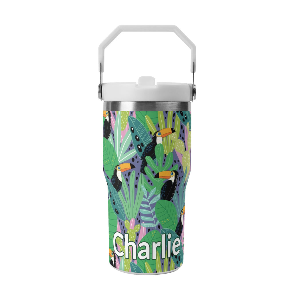 Personalised Bright Jungle Toucans 20oz Stainless Steel Tumbler Screw On Lid With Straw Default Title Personalised 20oz Tumbler with Top Handle animal Printed Offshore