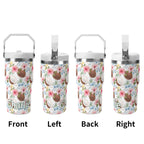 Personalised Coconuts 20oz Stainless Steel Tumbler Screw On Lid With Straw Personalised 20oz Tumbler with Top Handle Food Printed Offshore