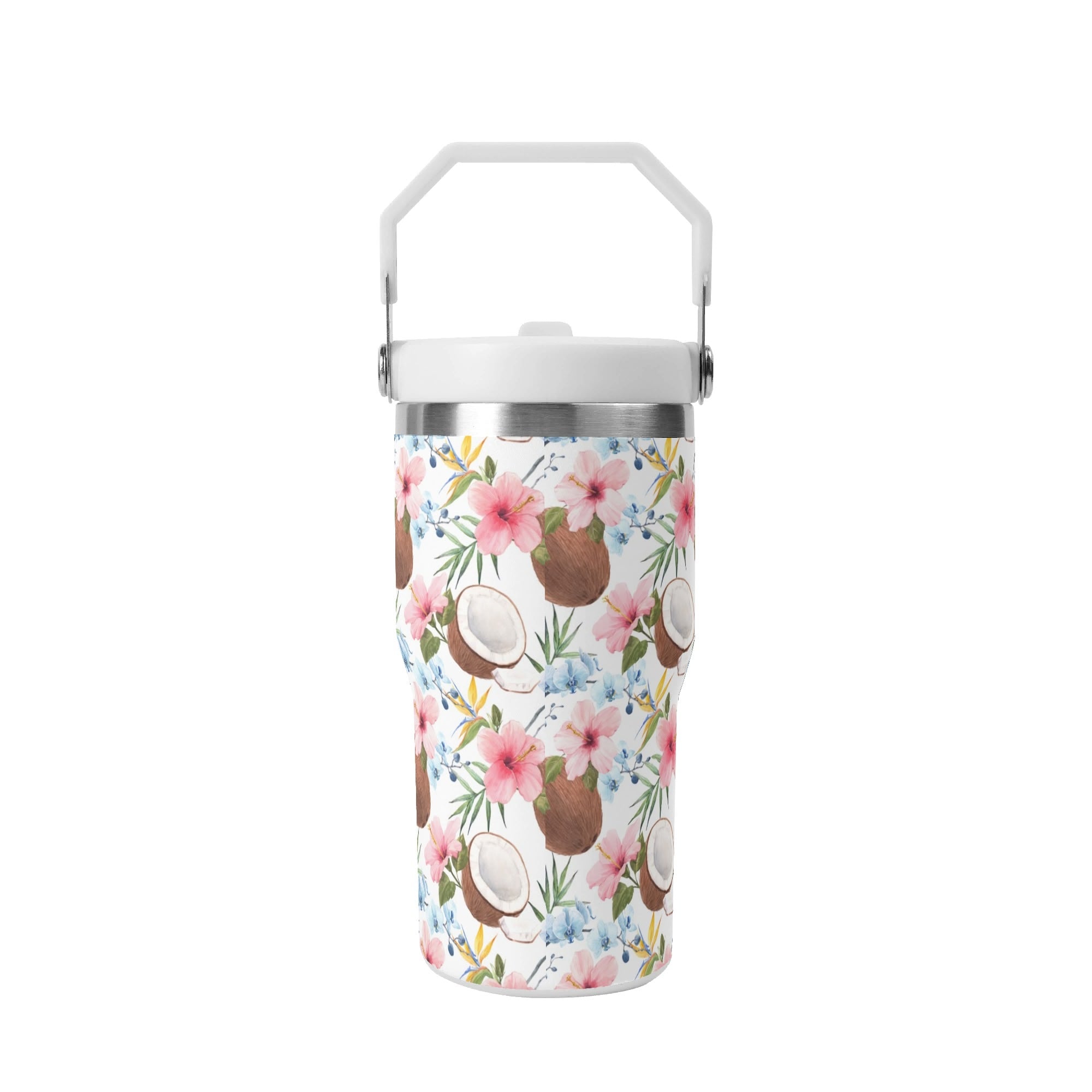 Personalised Coconuts 20oz Stainless Steel Tumbler Screw On Lid With Straw Personalised 20oz Tumbler with Top Handle Food Printed Offshore