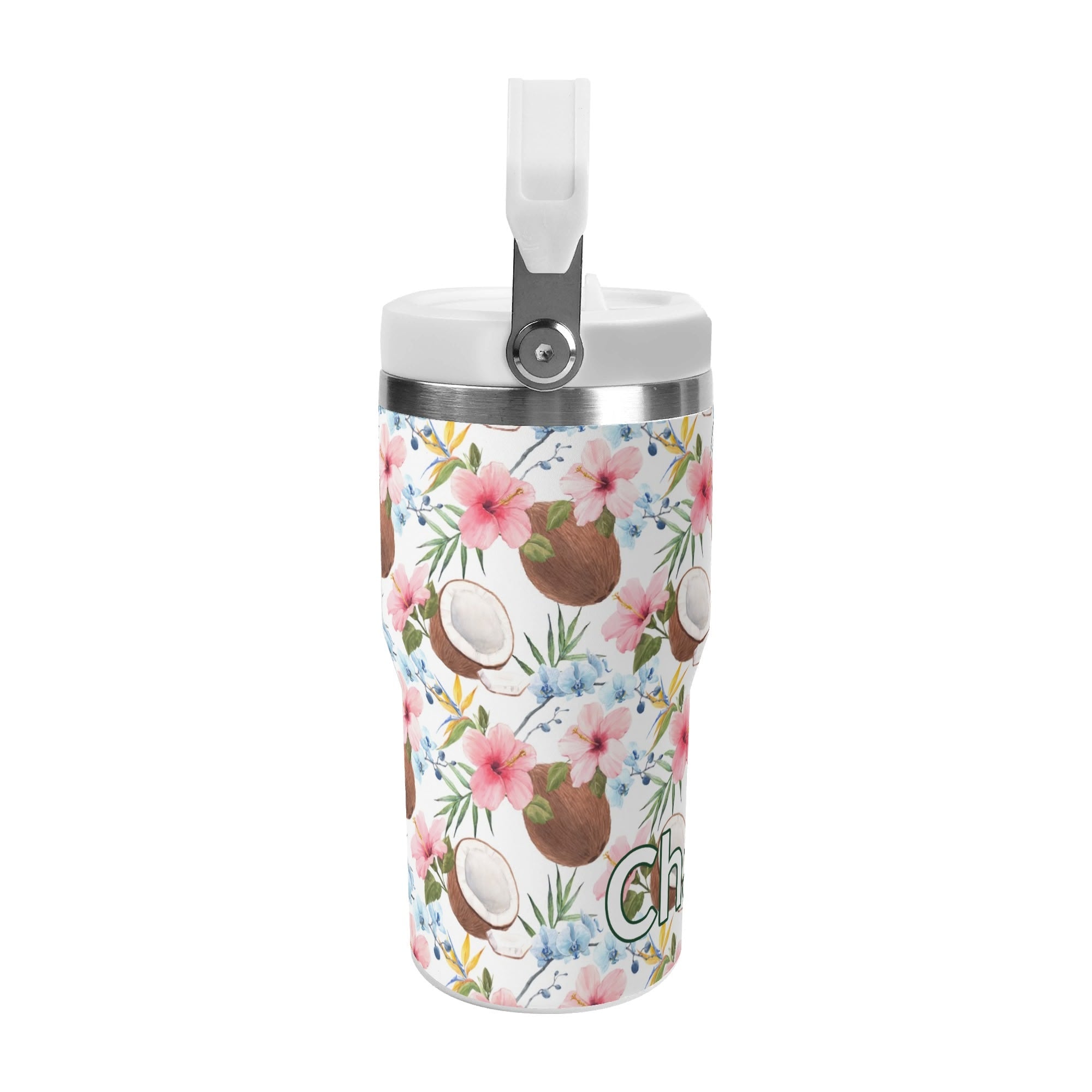 Personalised Coconuts 20oz Stainless Steel Tumbler Screw On Lid With Straw Personalised 20oz Tumbler with Top Handle Food Printed Offshore