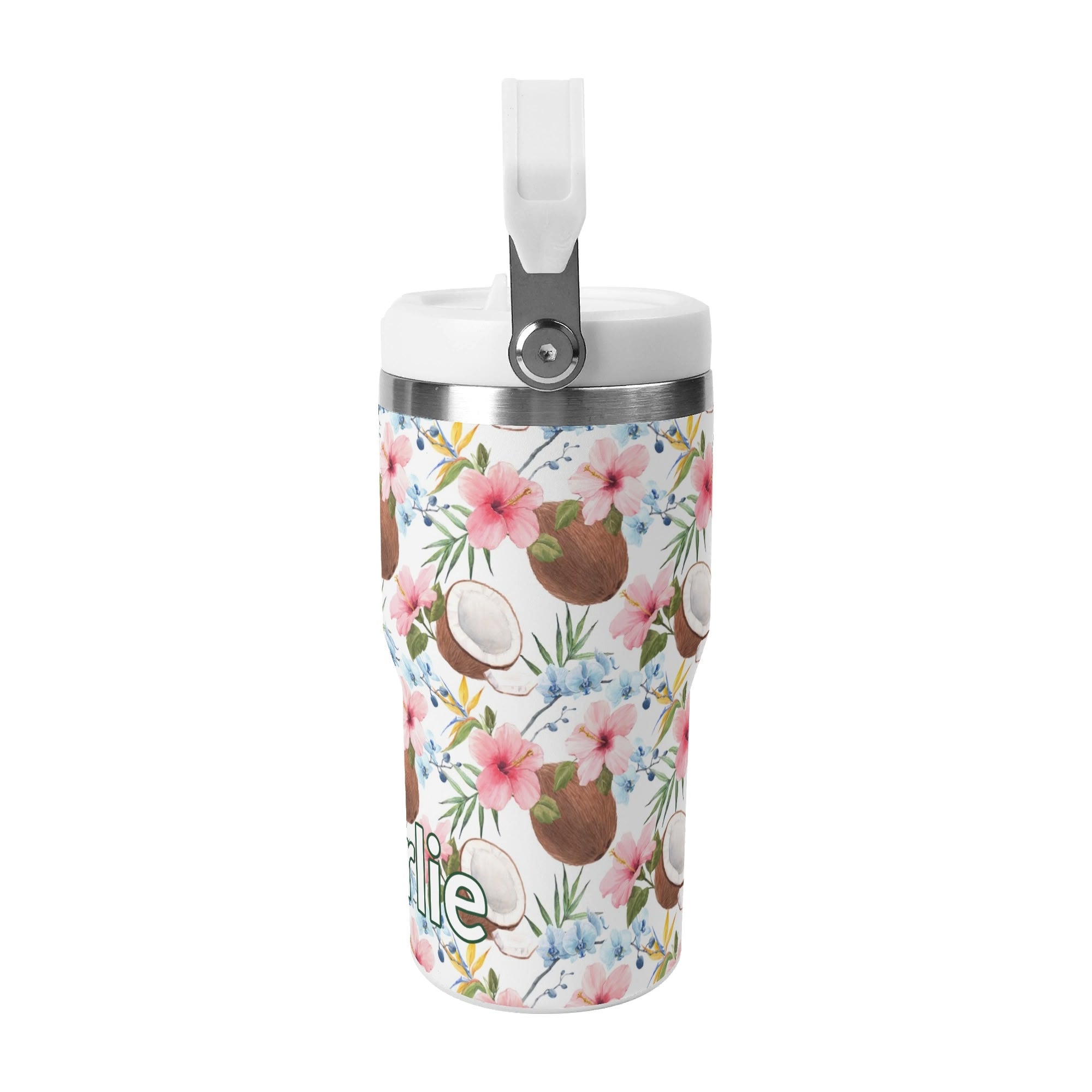 Personalised Coconuts 20oz Stainless Steel Tumbler Screw On Lid With Straw Personalised 20oz Tumbler with Top Handle Food Printed Offshore