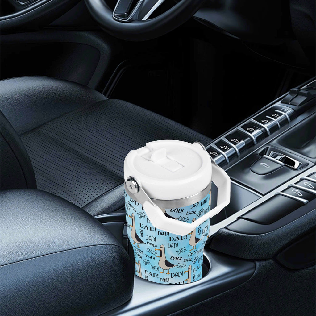 Personalised Dad Seagull 20oz Stainless Steel Tumbler Screw On Lid With Straw Personalised 20oz Tumbler with Top Handle animal Dad Printed Offshore