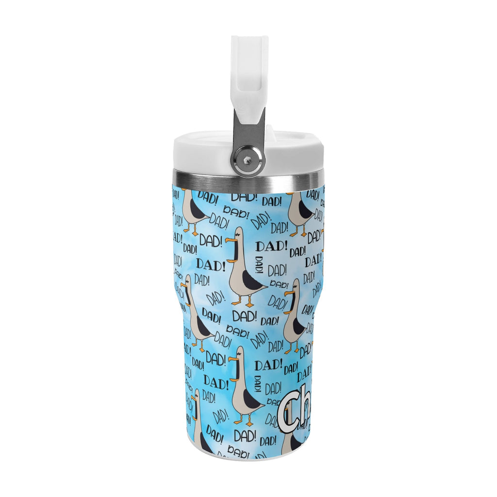 Personalised Dad Seagull 20oz Stainless Steel Tumbler Screw On Lid With Straw Personalised 20oz Tumbler with Top Handle animal Dad Printed Offshore