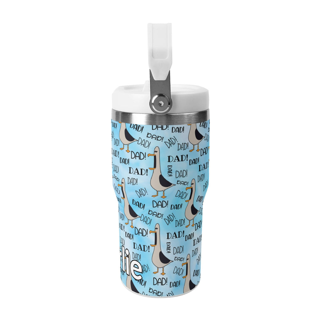 Personalised Dad Seagull 20oz Stainless Steel Tumbler Screw On Lid With Straw Personalised 20oz Tumbler with Top Handle animal Dad Printed Offshore