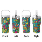 Personalised Crazy Characters 20oz Stainless Steel Tumbler Screw On Lid With Straw Personalised 20oz Tumbler with Top Handle Printed Offshore Sci Fi