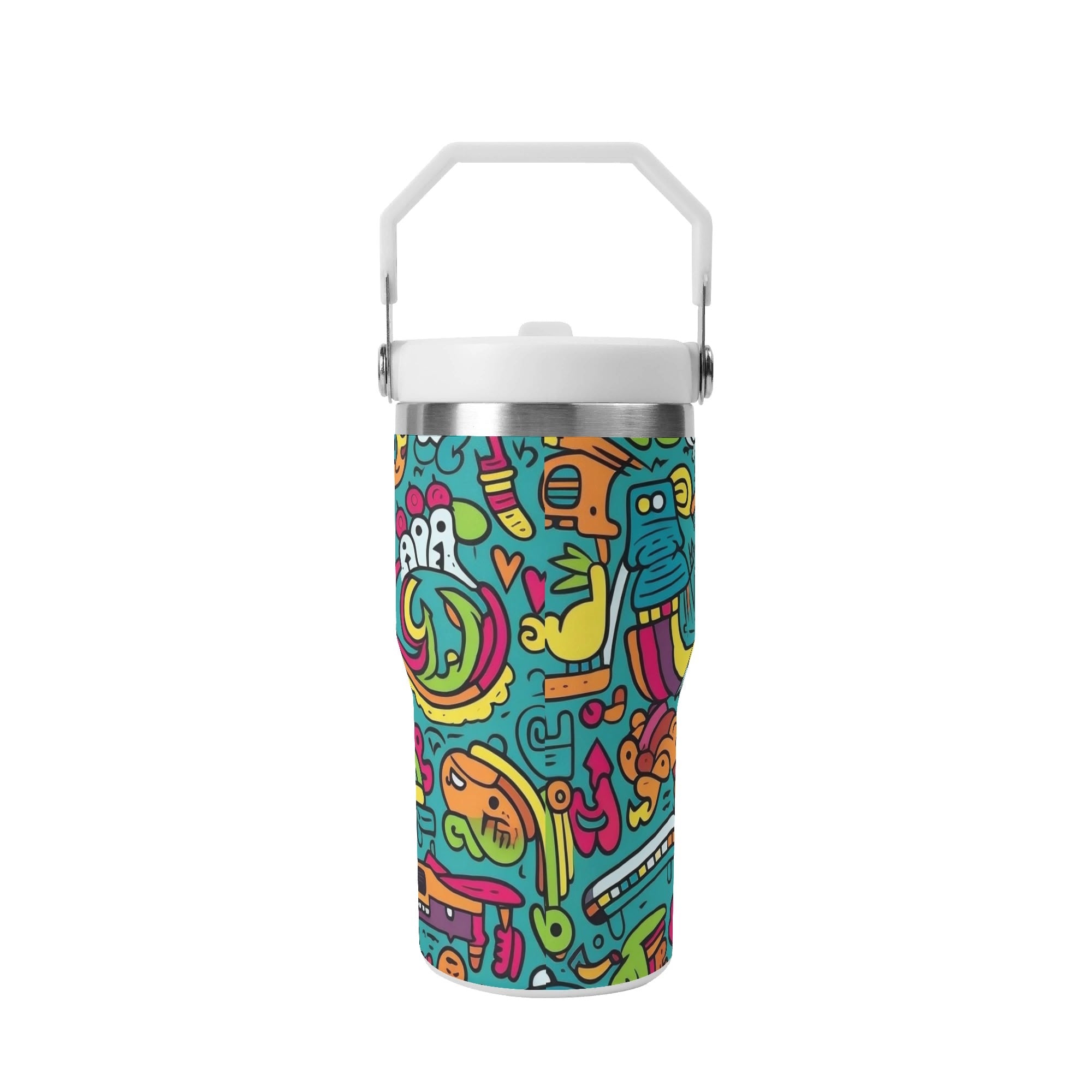 Personalised Crazy Characters 20oz Stainless Steel Tumbler Screw On Lid With Straw Personalised 20oz Tumbler with Top Handle Printed Offshore Sci Fi