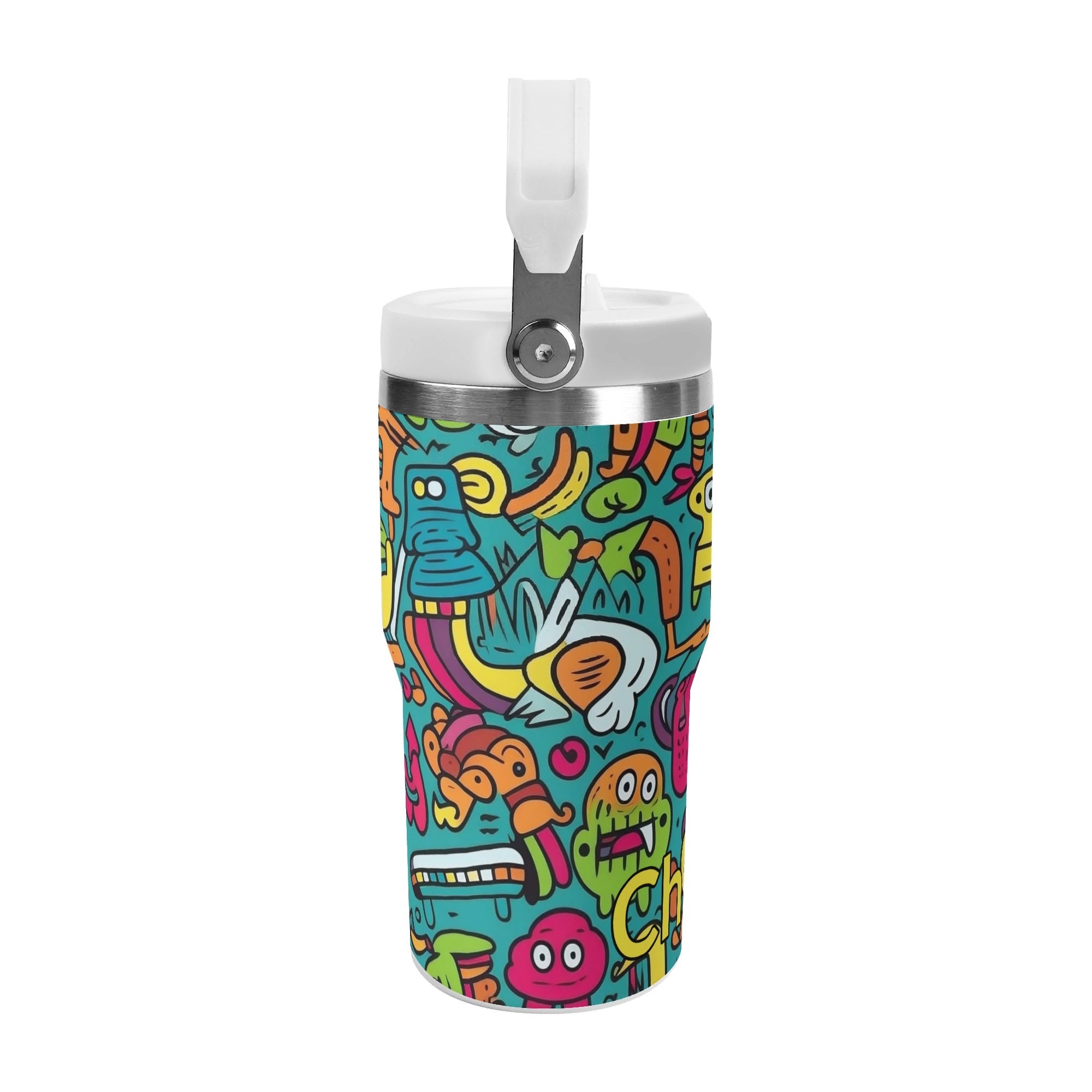 Personalised Crazy Characters 20oz Stainless Steel Tumbler Screw On Lid With Straw Personalised 20oz Tumbler with Top Handle Printed Offshore Sci Fi