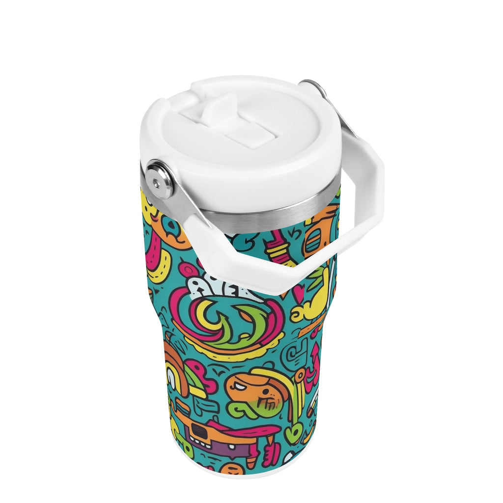 Personalised Crazy Characters 20oz Stainless Steel Tumbler Screw On Lid With Straw Personalised 20oz Tumbler with Top Handle Printed Offshore Sci Fi