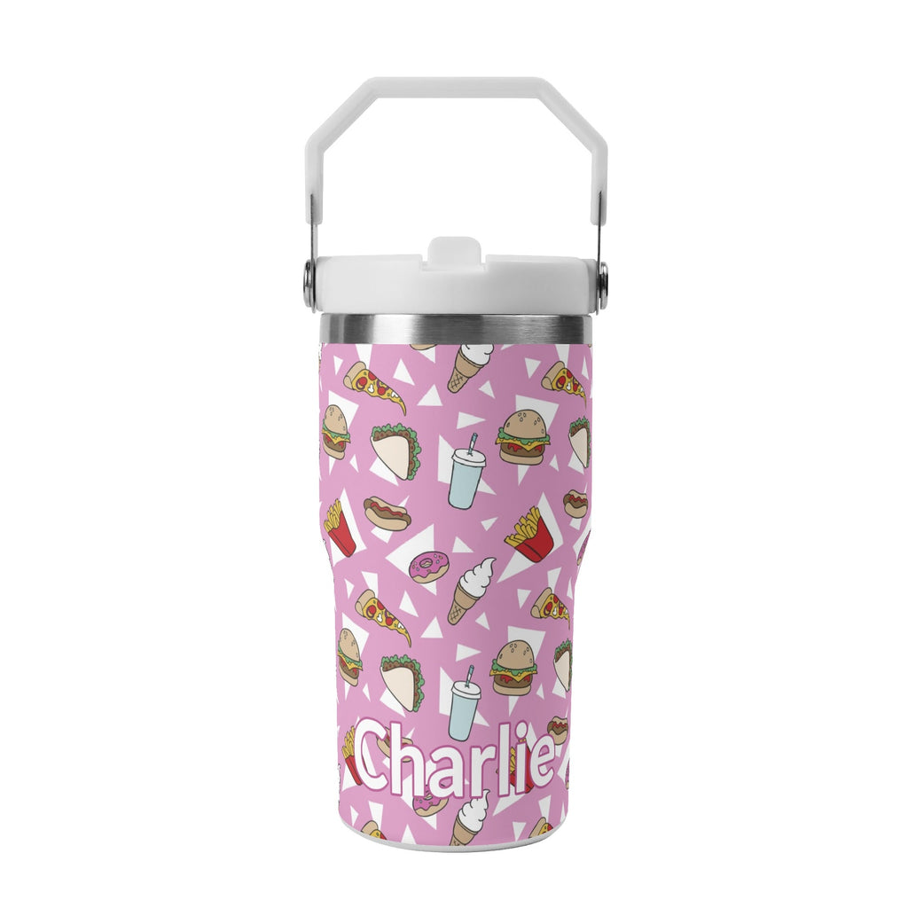 Personalised Fast Food 20oz Stainless Steel Tumbler Screw On Lid With Straw Default Title Personalised 20oz Tumbler with Top Handle Food Printed Offshore