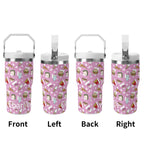Personalised Fast Food 20oz Stainless Steel Tumbler Screw On Lid With Straw Personalised 20oz Tumbler with Top Handle Food Printed Offshore