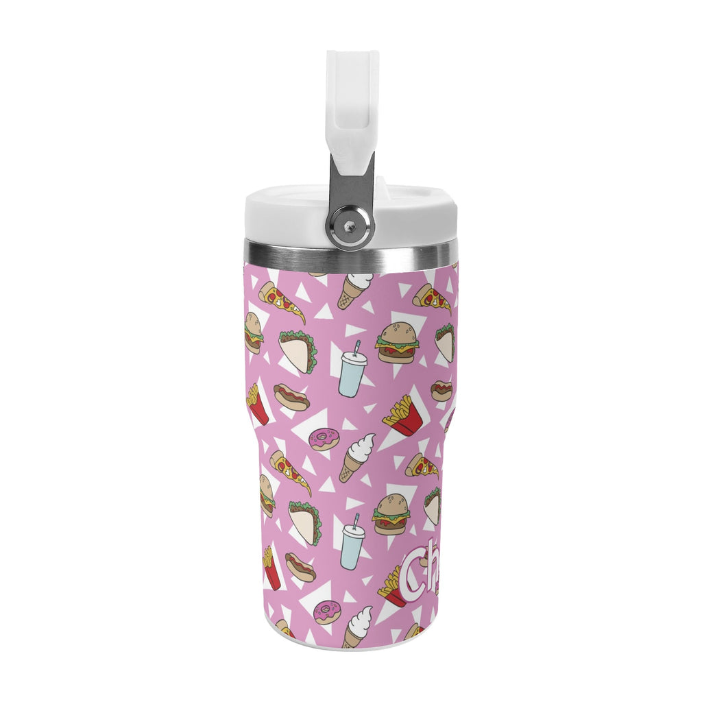 Personalised Fast Food 20oz Stainless Steel Tumbler Screw On Lid With Straw Personalised 20oz Tumbler with Top Handle Food Printed Offshore