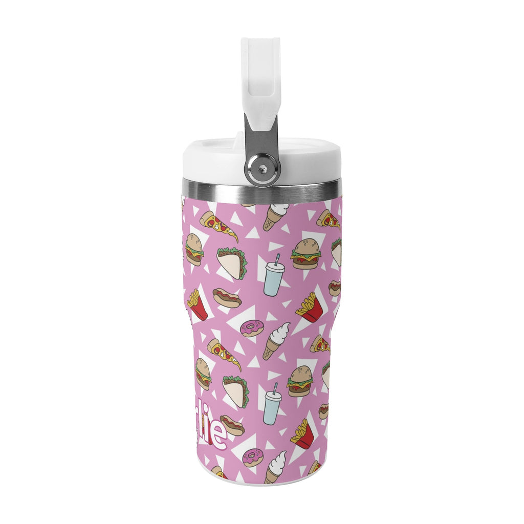 Personalised Fast Food 20oz Stainless Steel Tumbler Screw On Lid With Straw Personalised 20oz Tumbler with Top Handle Food Printed Offshore