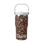 Personalised Coffee Beans 20oz Stainless Steel Tumbler Screw On Lid With Straw Default Title Personalised 20oz Tumbler with Top Handle Coffee Printed Offshore