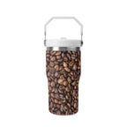 Personalised Coffee Beans 20oz Stainless Steel Tumbler Screw On Lid With Straw Personalised 20oz Tumbler with Top Handle Coffee Printed Offshore