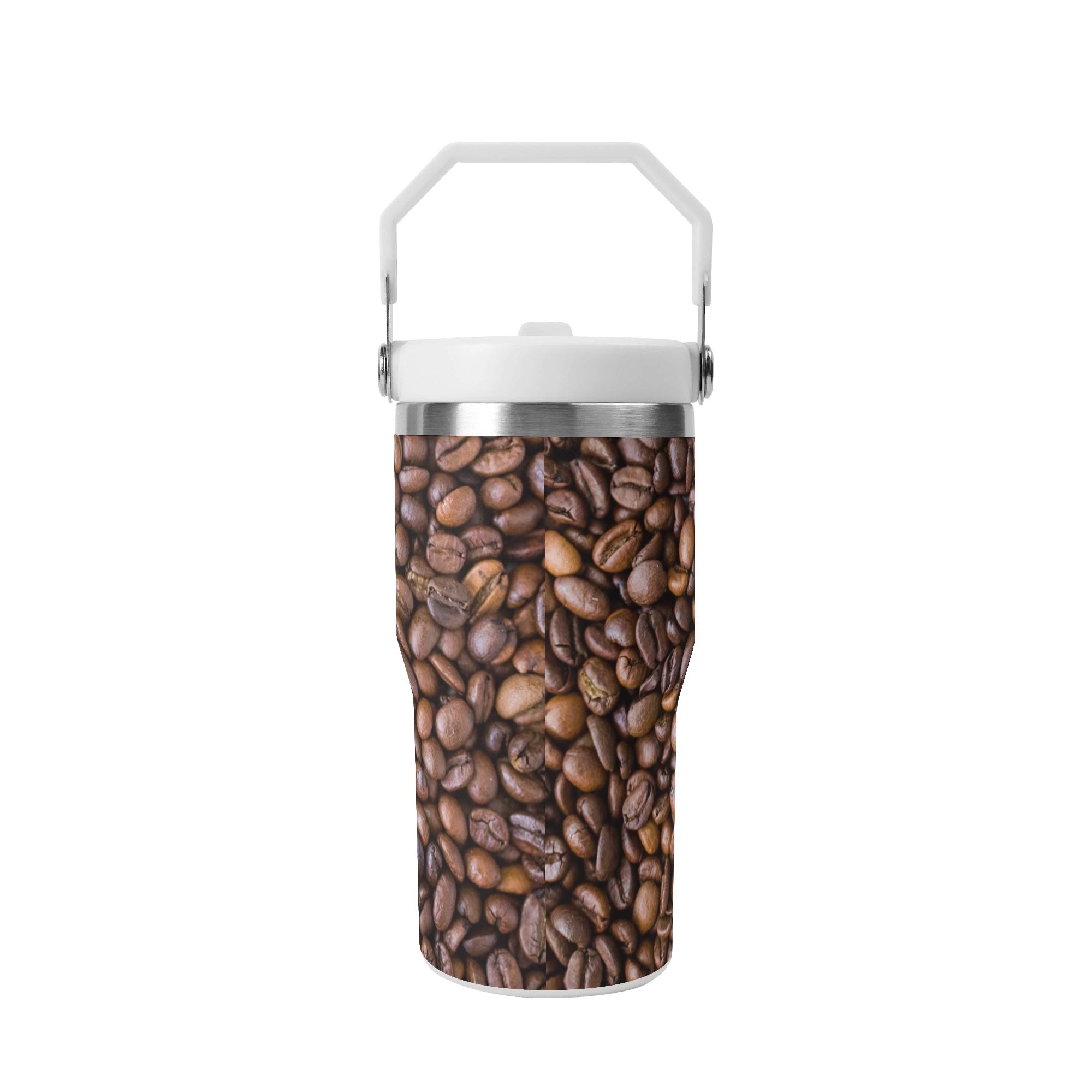 Personalised Coffee Beans 20oz Stainless Steel Tumbler Screw On Lid With Straw Personalised 20oz Tumbler with Top Handle Coffee Printed Offshore