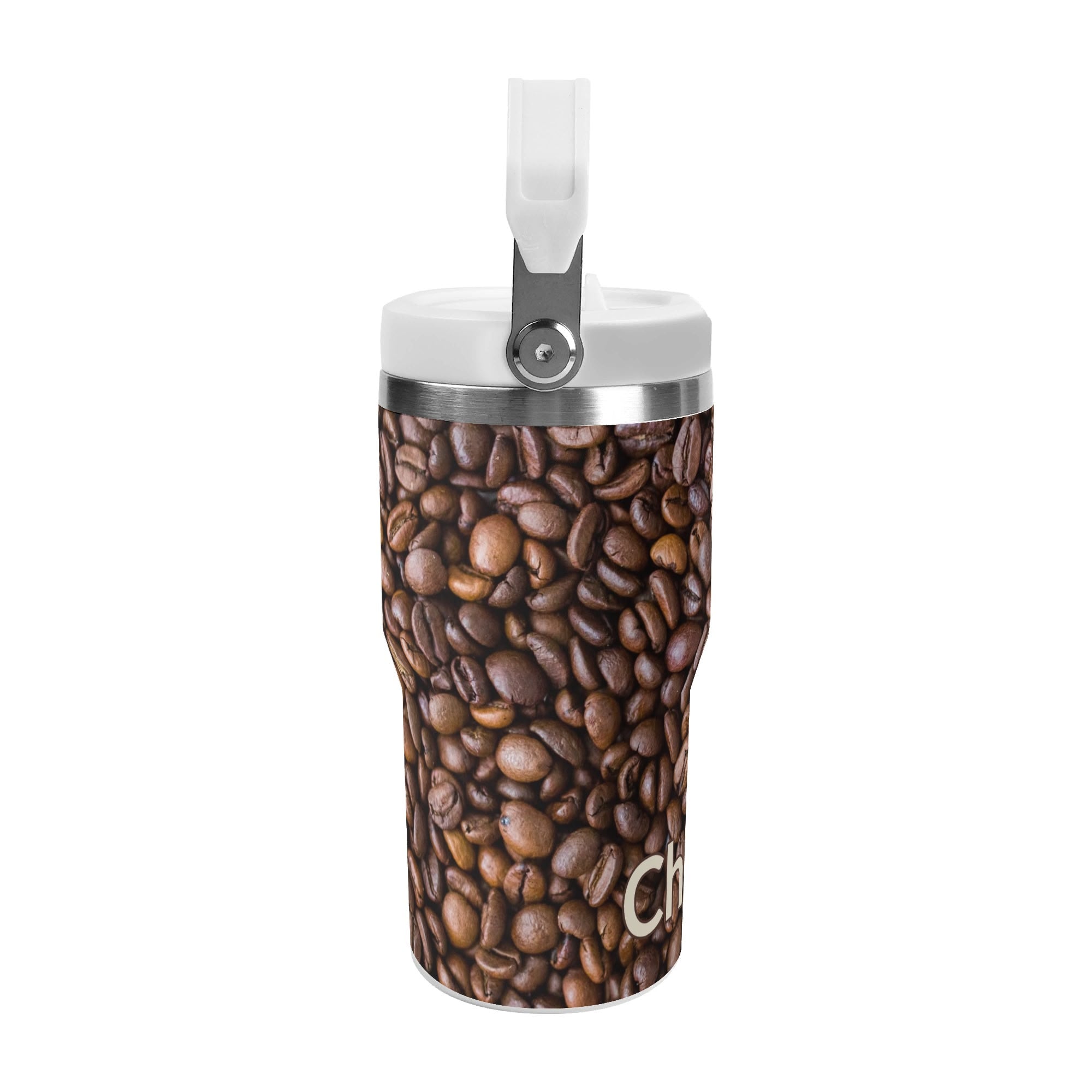 Personalised Coffee Beans 20oz Stainless Steel Tumbler Screw On Lid With Straw Personalised 20oz Tumbler with Top Handle Coffee Printed Offshore