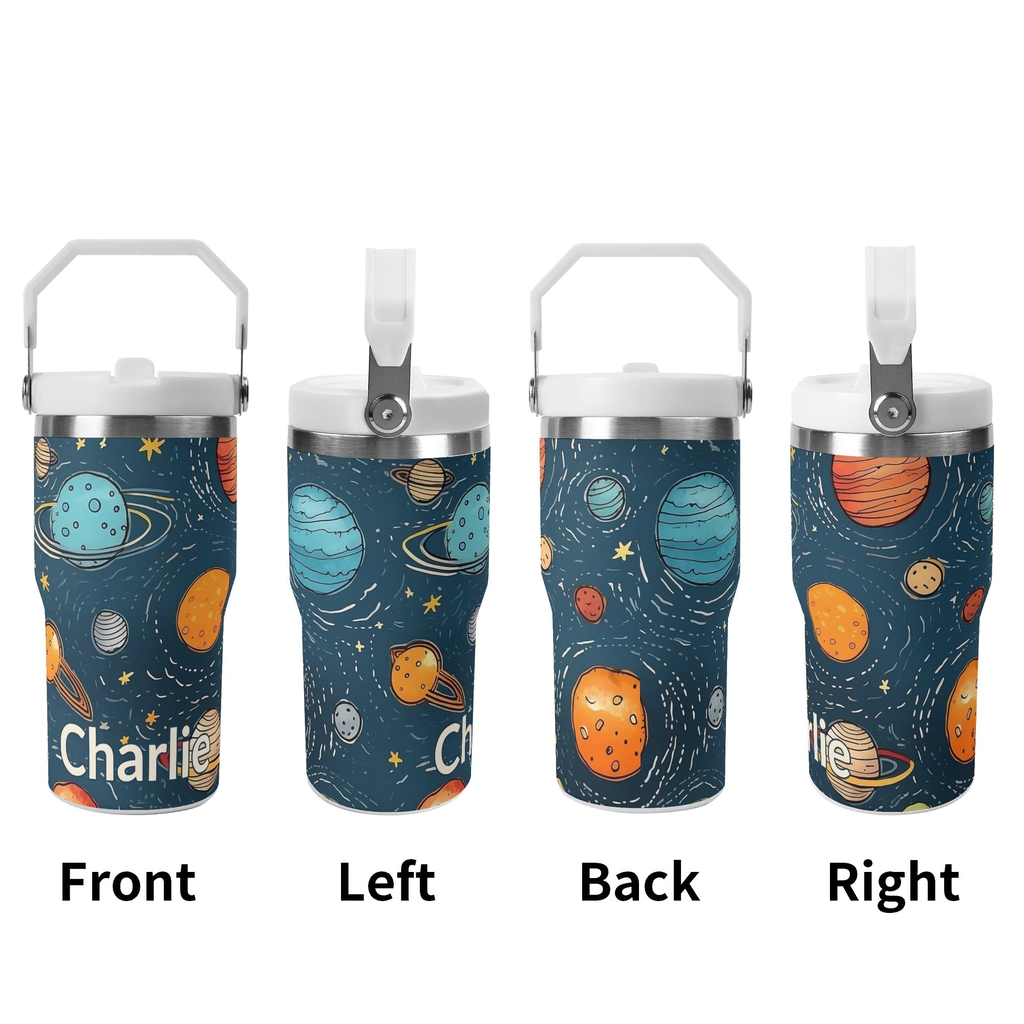 Personalised Galaxy 20oz Stainless Steel Tumbler Screw On Lid With Straw Personalised 20oz Tumbler with Top Handle Printed Offshore Space