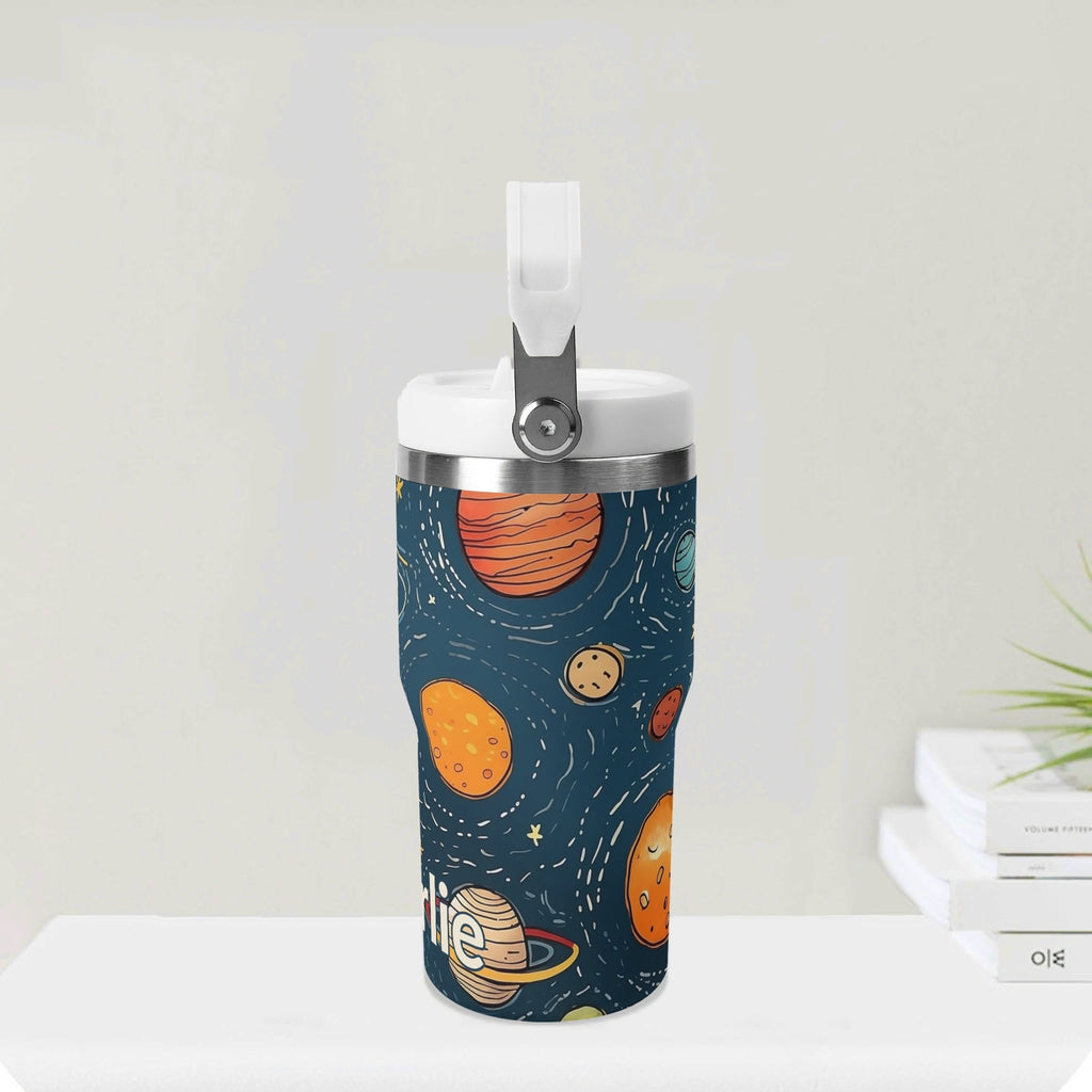 Personalised Galaxy 20oz Stainless Steel Tumbler Screw On Lid With Straw Personalised 20oz Tumbler with Top Handle Printed Offshore Space