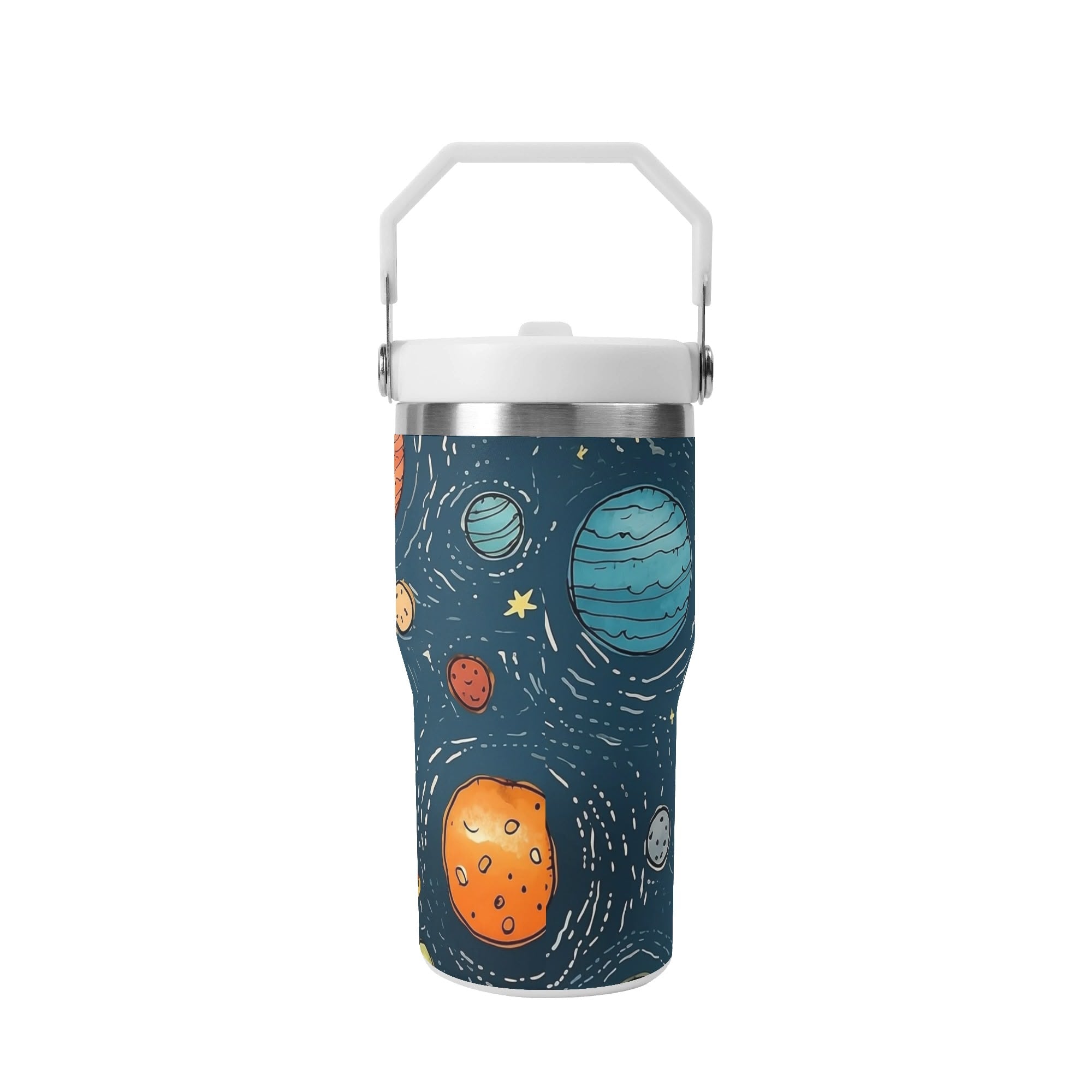 Personalised Galaxy 20oz Stainless Steel Tumbler Screw On Lid With Straw Personalised 20oz Tumbler with Top Handle Printed Offshore Space