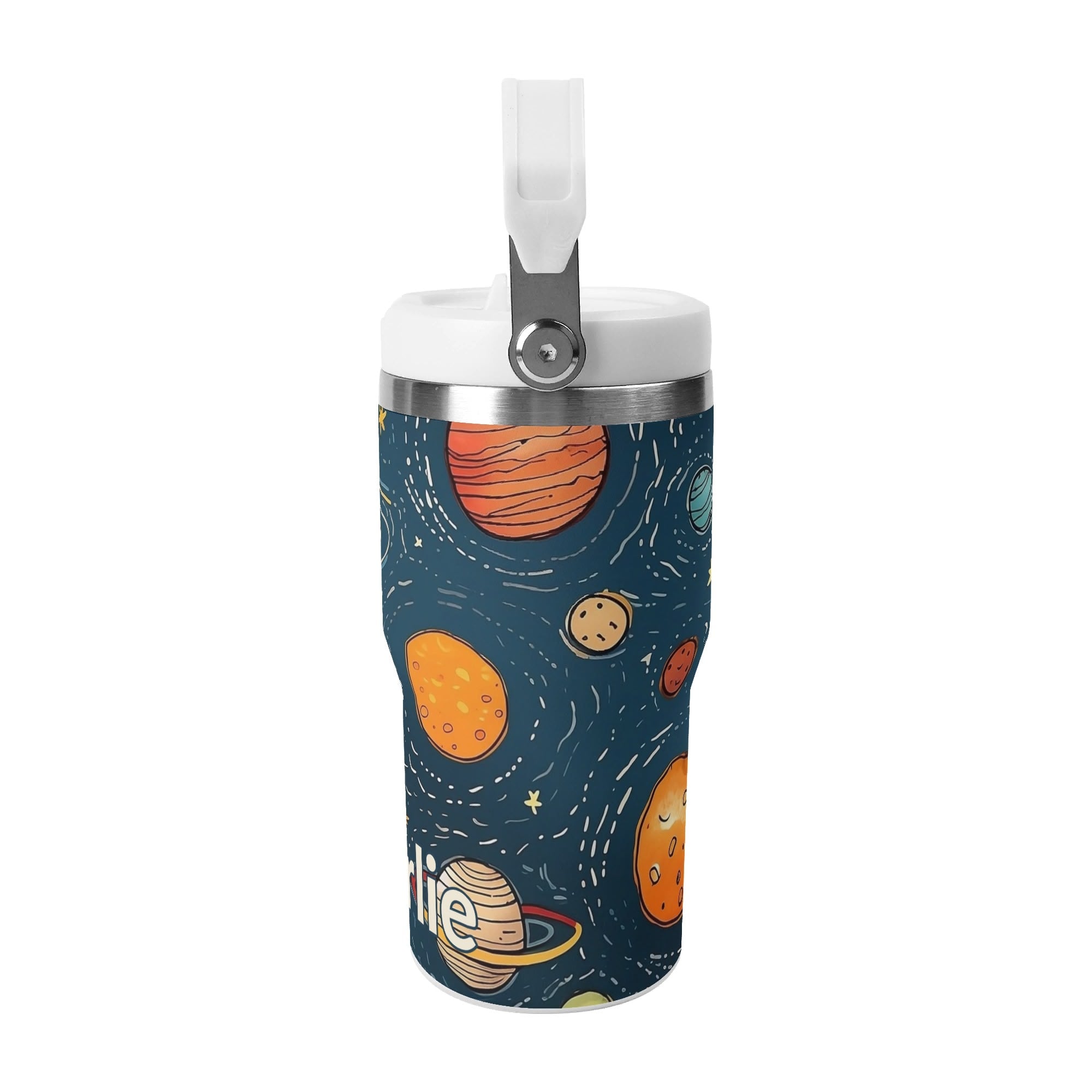 Personalised Galaxy 20oz Stainless Steel Tumbler Screw On Lid With Straw Personalised 20oz Tumbler with Top Handle Printed Offshore Space