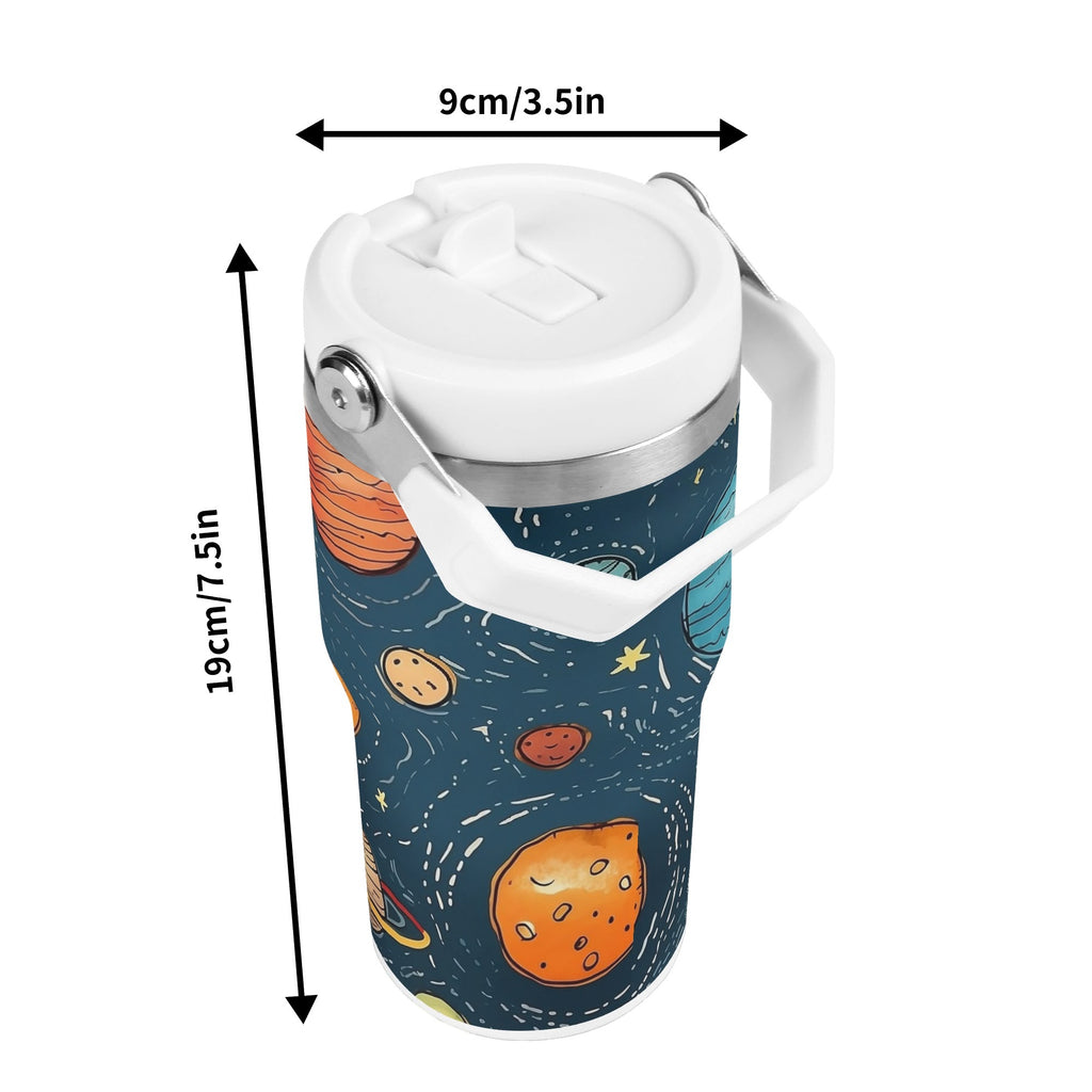 Personalised Galaxy 20oz Stainless Steel Tumbler Screw On Lid With Straw Personalised 20oz Tumbler with Top Handle Printed Offshore Space
