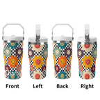 Personalised Happy Retro Flowers 20oz Stainless Steel Tumbler Screw On Lid With Straw Personalised 20oz Tumbler with Top Handle Printed Offshore Retro