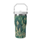 Personalised Leaves On Leaves 20oz Stainless Steel Tumbler Screw On Lid With Straw Default Title Personalised 20oz Tumbler with Top Handle Plants Printed Offshore