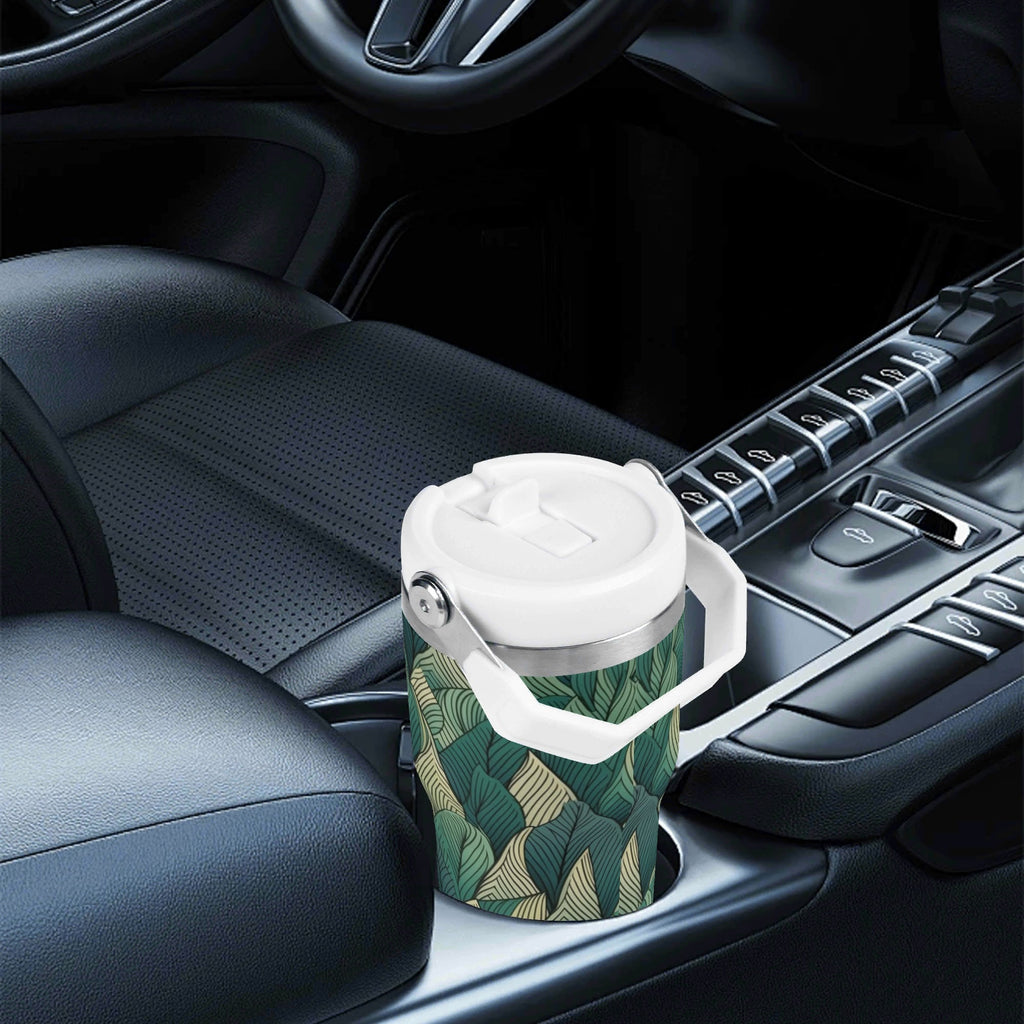 Personalised Leaves On Leaves 20oz Stainless Steel Tumbler Screw On Lid With Straw Personalised 20oz Tumbler with Top Handle Plants Printed Offshore