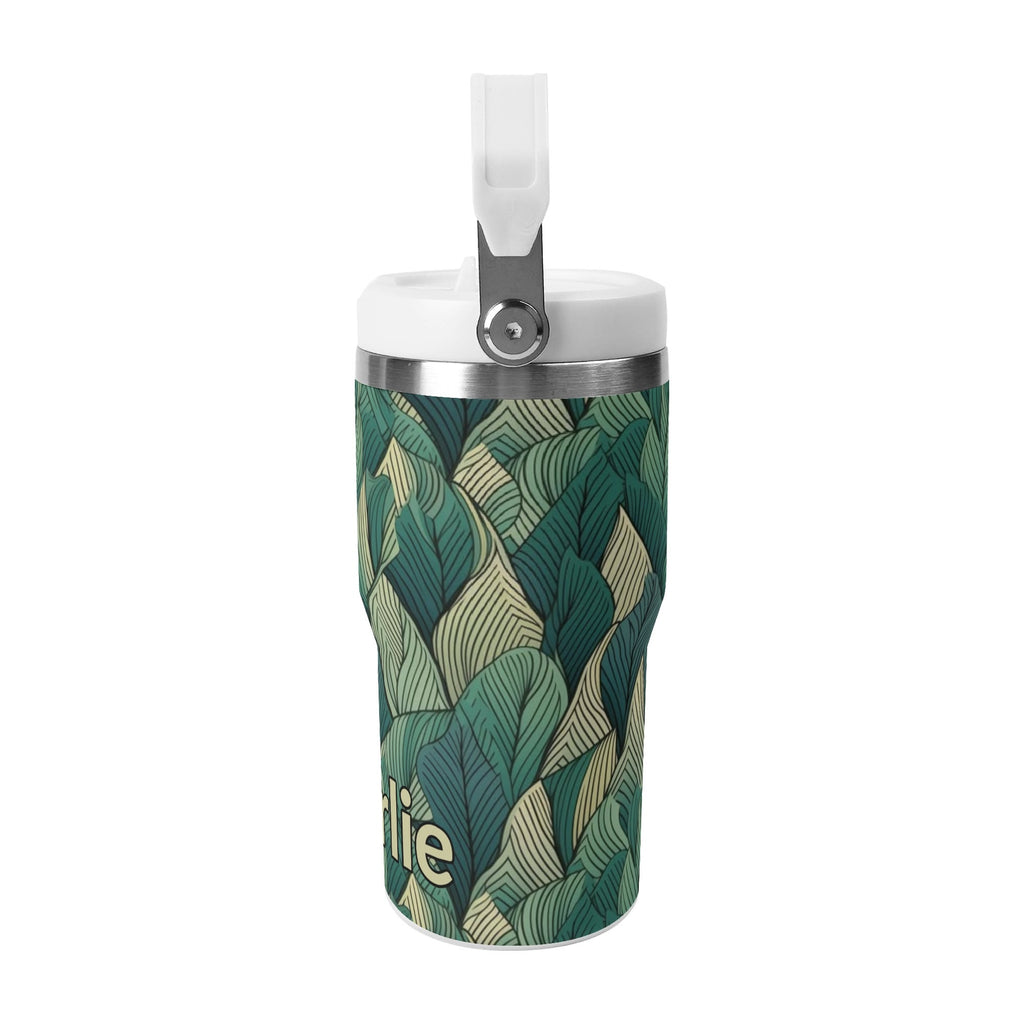 Personalised Leaves On Leaves 20oz Stainless Steel Tumbler Screw On Lid With Straw Personalised 20oz Tumbler with Top Handle Plants Printed Offshore