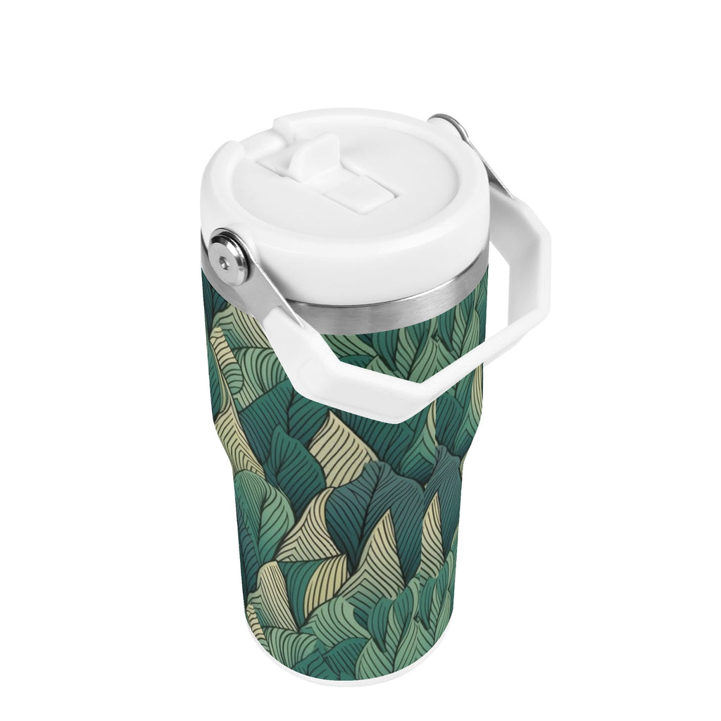 Personalised Leaves On Leaves 20oz Stainless Steel Tumbler Screw On Lid With Straw Personalised 20oz Tumbler with Top Handle Plants Printed Offshore