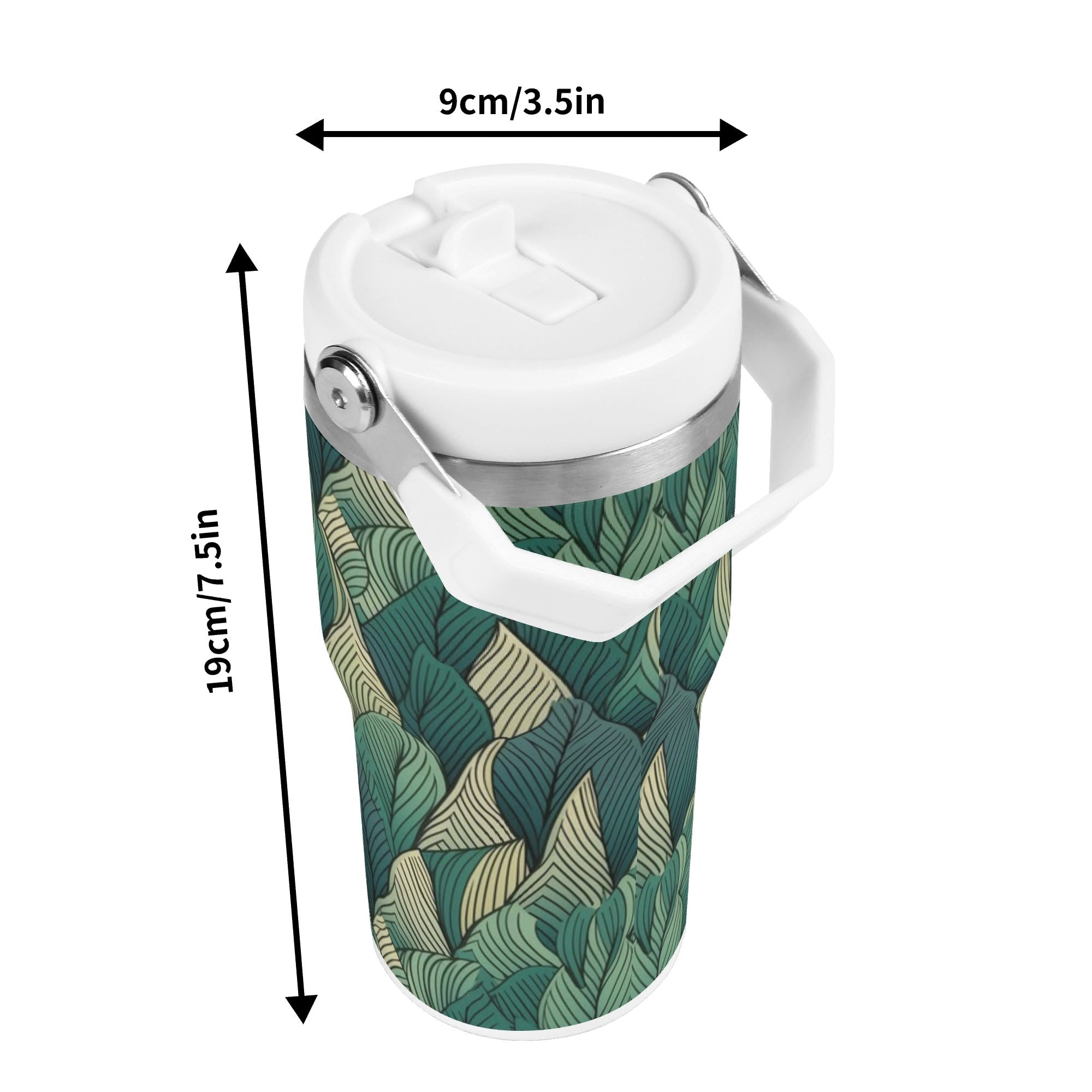 Personalised Leaves On Leaves 20oz Stainless Steel Tumbler Screw On Lid With Straw Personalised 20oz Tumbler with Top Handle Plants Printed Offshore