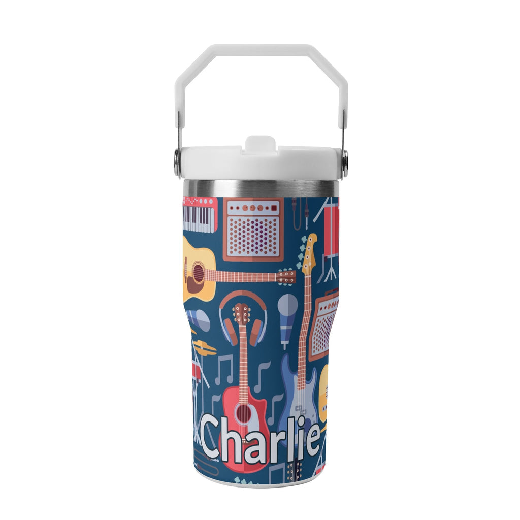 Personalised Music Instruments 20oz Stainless Steel Tumbler Screw On Lid With Straw Default Title Personalised 20oz Tumbler with Top Handle Music Printed Offshore