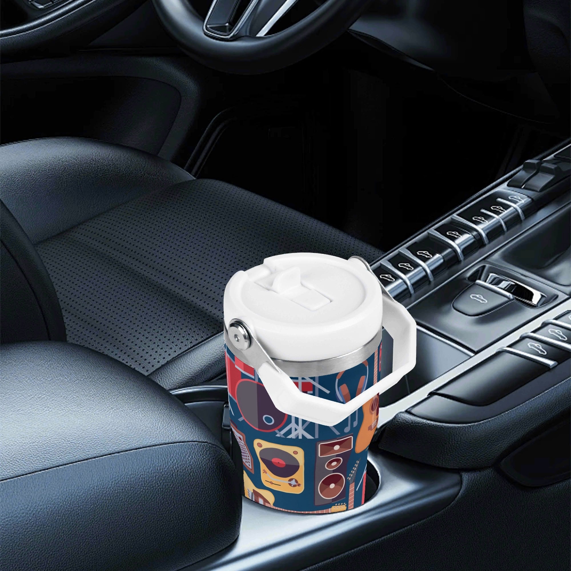 Personalised Music Instruments 20oz Stainless Steel Tumbler Screw On Lid With Straw Personalised 20oz Tumbler with Top Handle Music Printed Offshore