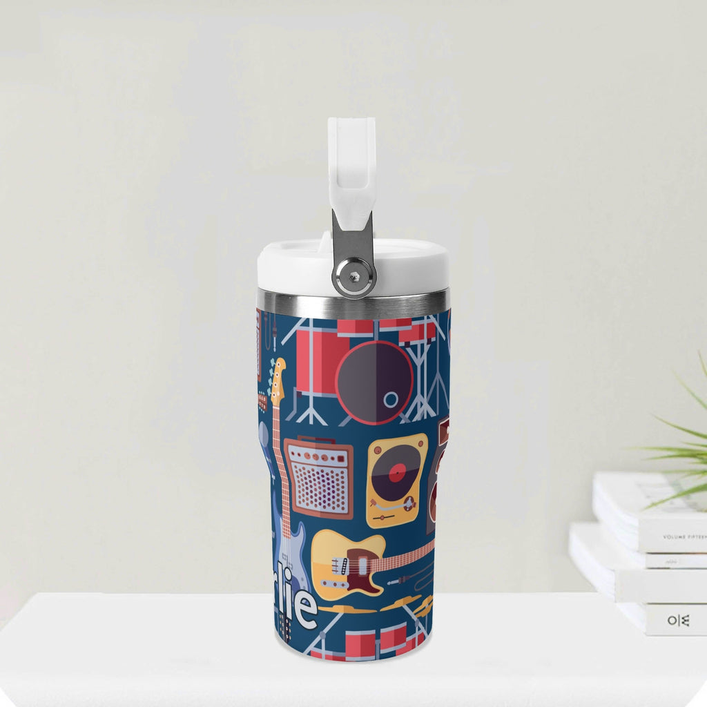 Personalised Music Instruments 20oz Stainless Steel Tumbler Screw On Lid With Straw Personalised 20oz Tumbler with Top Handle Music Printed Offshore