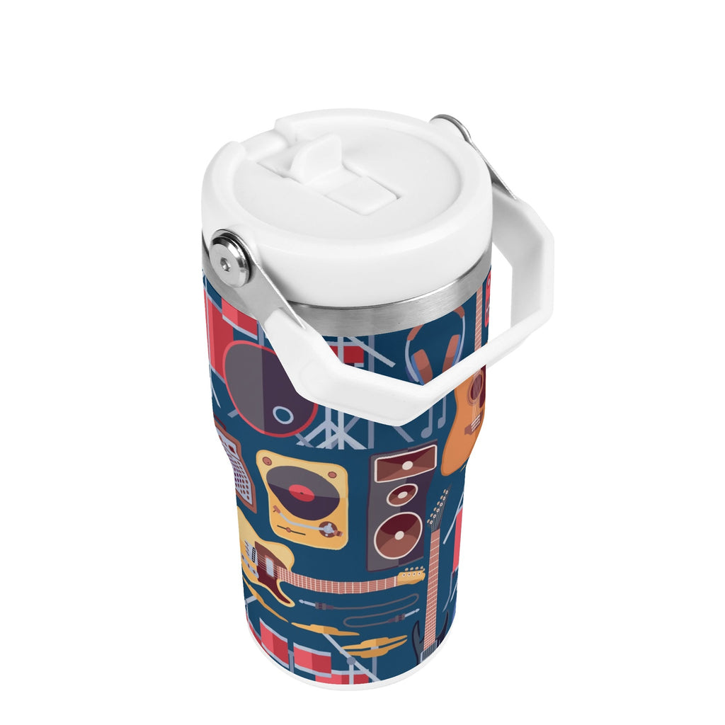 Personalised Music Instruments 20oz Stainless Steel Tumbler Screw On Lid With Straw Personalised 20oz Tumbler with Top Handle Music Printed Offshore