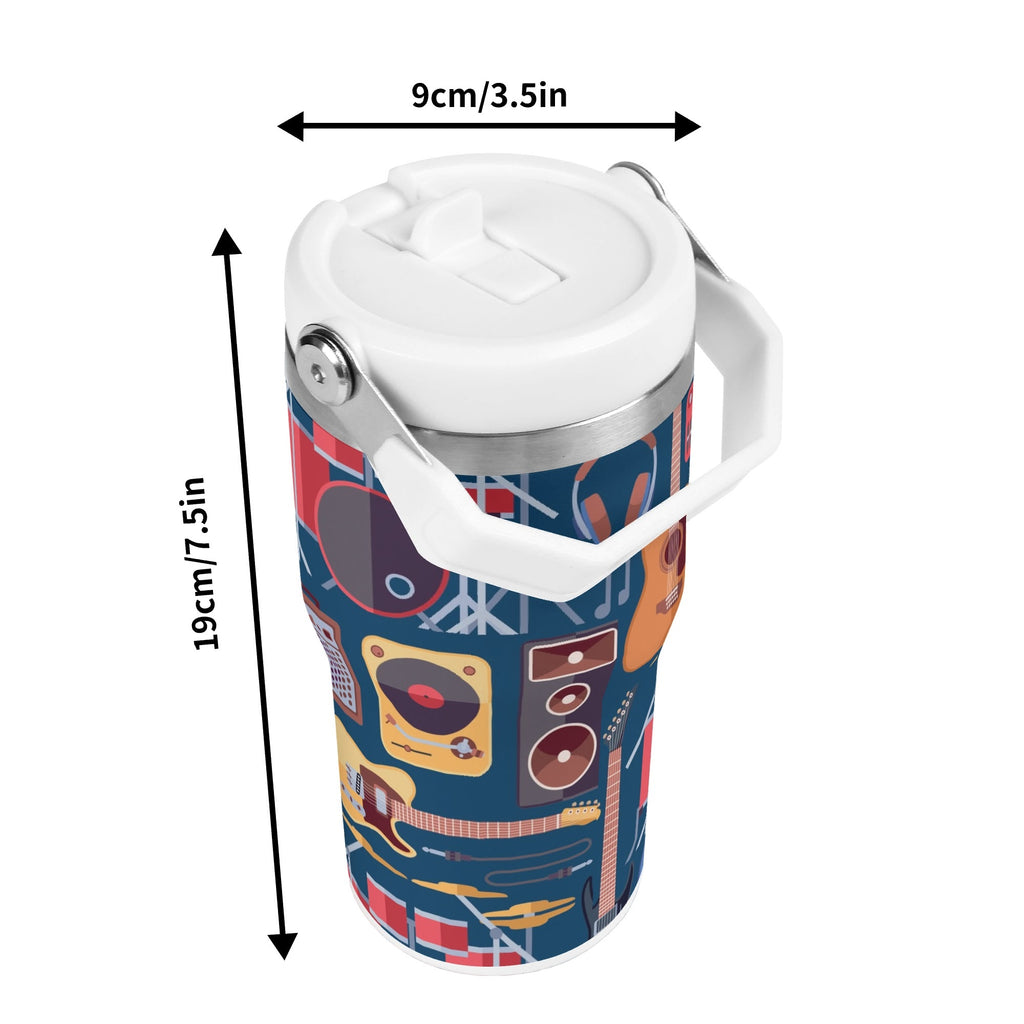 Personalised Music Instruments 20oz Stainless Steel Tumbler Screw On Lid With Straw Personalised 20oz Tumbler with Top Handle Music Printed Offshore