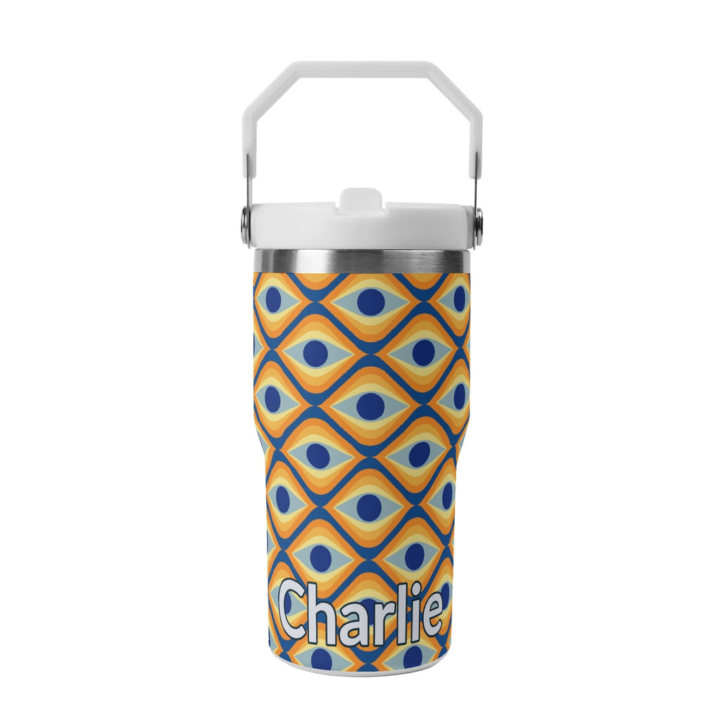 Personalised Retro Eyes 20oz Stainless Steel Tumbler Screw On Lid With Straw Default Title Personalised 20oz Tumbler with Top Handle Printed Offshore Retro