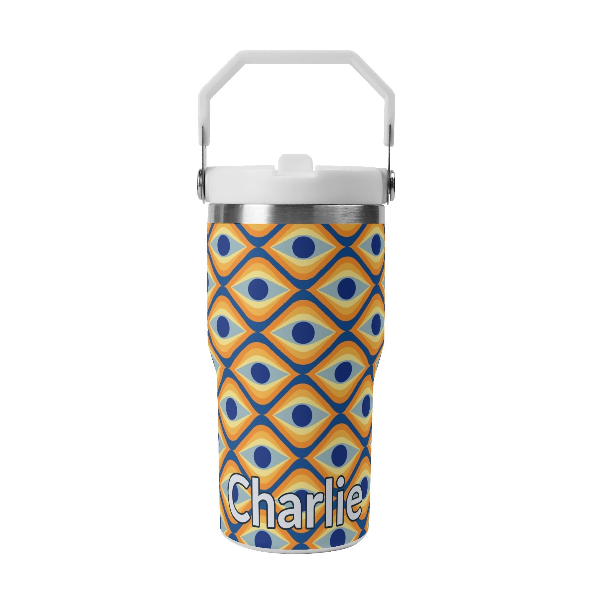 Personalised Retro Eyes 20oz Stainless Steel Tumbler Screw On Lid With Straw Default Title Personalised 20oz Tumbler with Top Handle Printed Offshore Retro