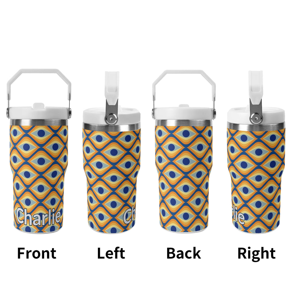 Personalised Retro Eyes 20oz Stainless Steel Tumbler Screw On Lid With Straw Personalised 20oz Tumbler with Top Handle Printed Offshore Retro