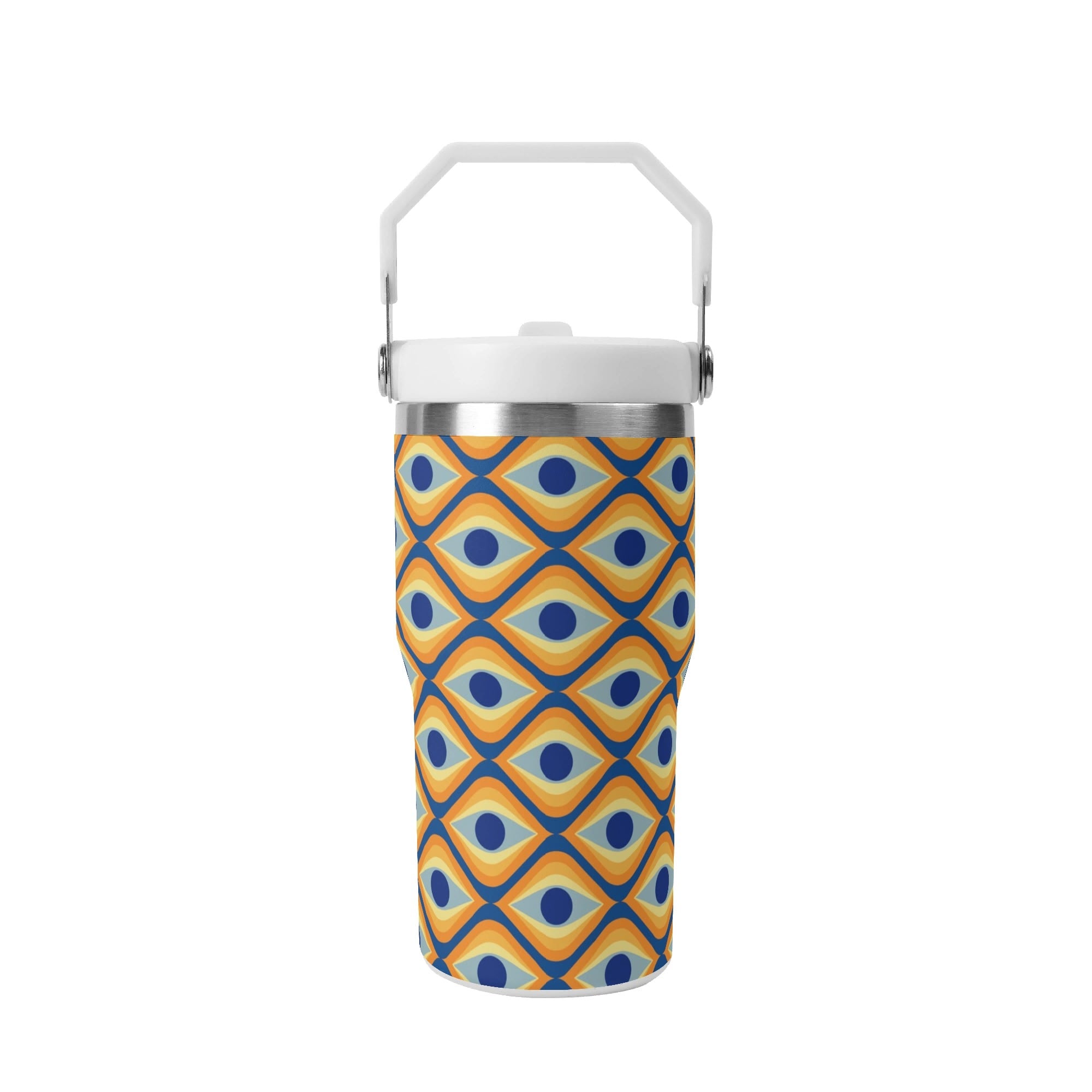 Personalised Retro Eyes 20oz Stainless Steel Tumbler Screw On Lid With Straw Personalised 20oz Tumbler with Top Handle Printed Offshore Retro