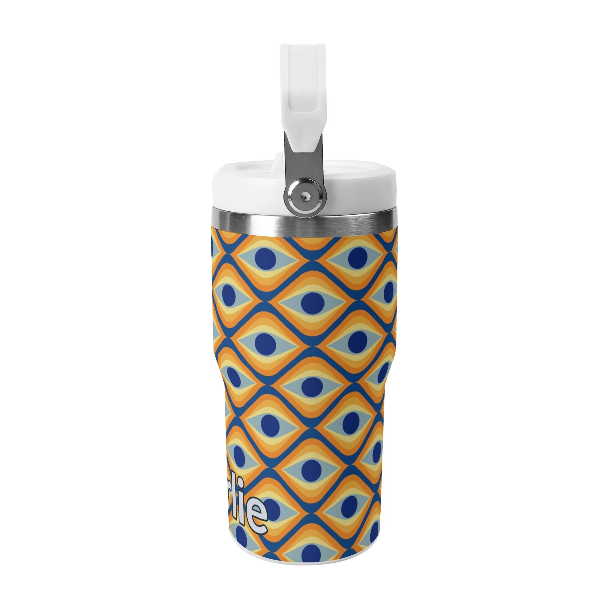 Personalised Retro Eyes 20oz Stainless Steel Tumbler Screw On Lid With Straw Personalised 20oz Tumbler with Top Handle Printed Offshore Retro