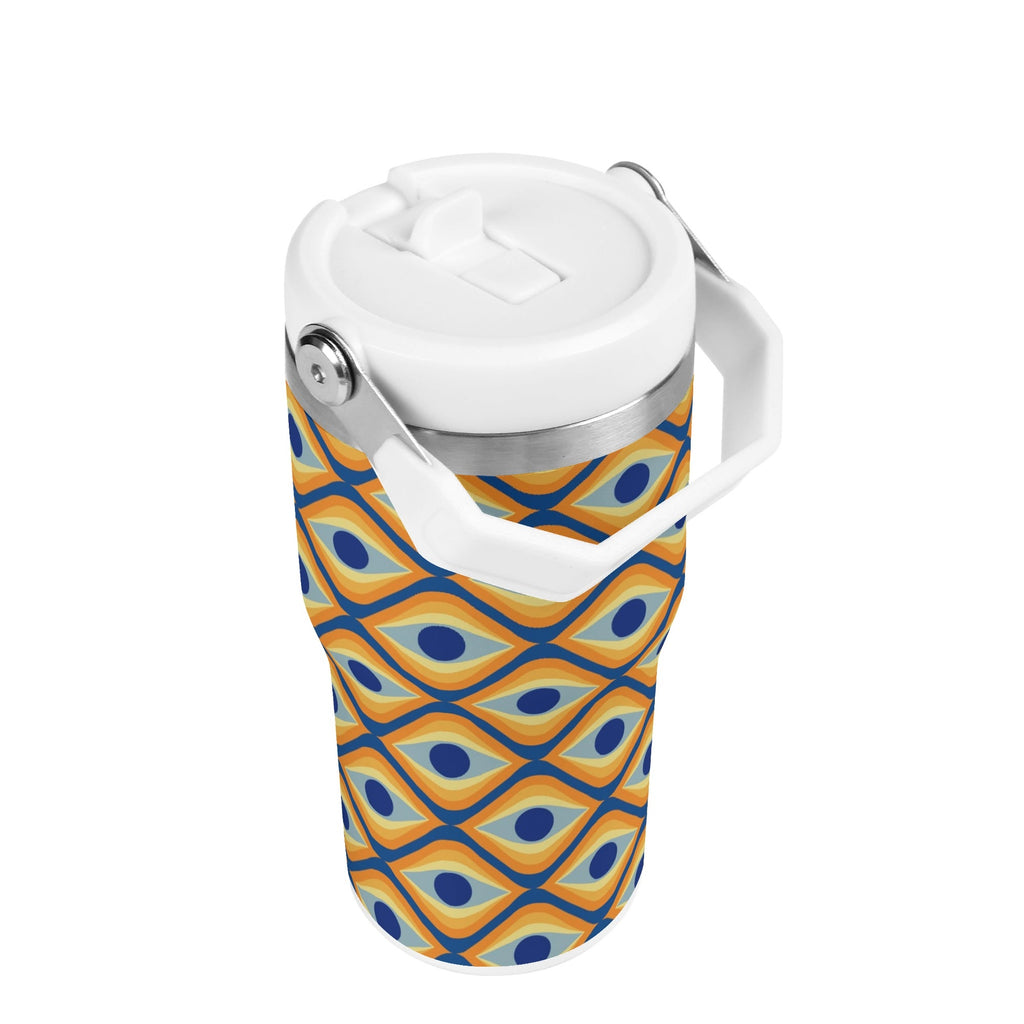 Personalised Retro Eyes 20oz Stainless Steel Tumbler Screw On Lid With Straw Personalised 20oz Tumbler with Top Handle Printed Offshore Retro