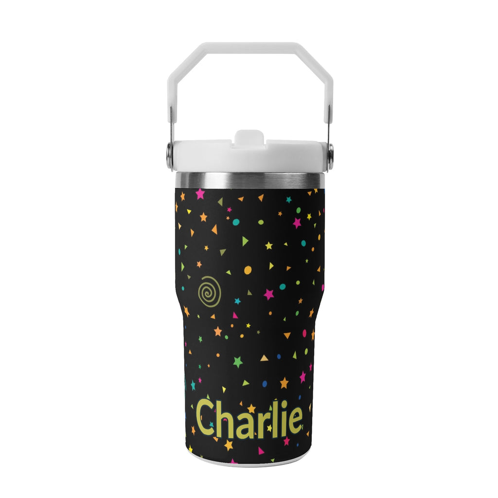 Personalised Stars And Swirls 20oz Stainless Steel Tumbler Screw On Lid With Straw Default Title Personalised 20oz Tumbler with Top Handle Printed Offshore