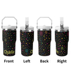 Personalised Stars And Swirls 20oz Stainless Steel Tumbler Screw On Lid With Straw Personalised 20oz Tumbler with Top Handle Printed Offshore