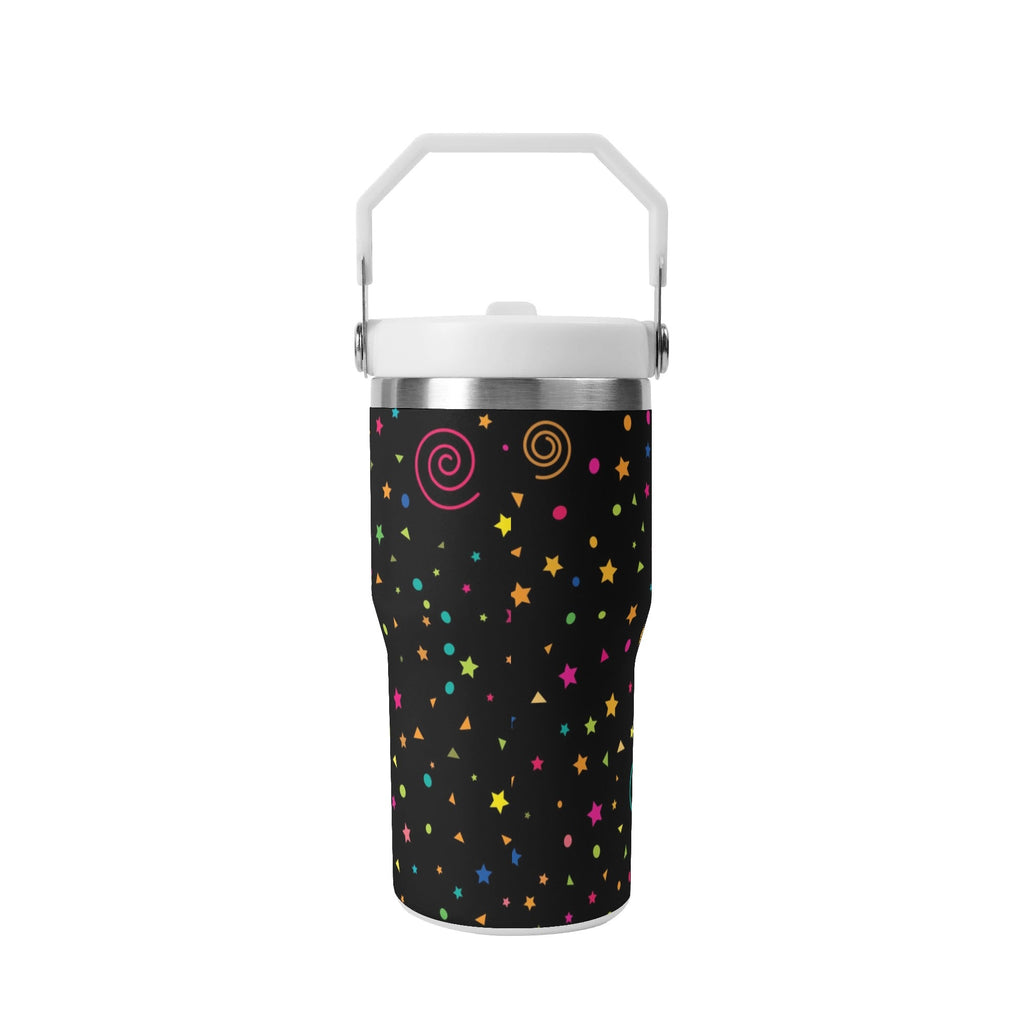 Personalised Stars And Swirls 20oz Stainless Steel Tumbler Screw On Lid With Straw Personalised 20oz Tumbler with Top Handle Printed Offshore