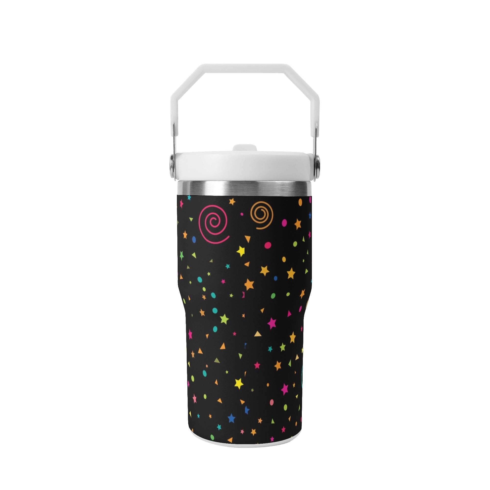 Personalised Stars And Swirls 20oz Stainless Steel Tumbler Screw On Lid With Straw Personalised 20oz Tumbler with Top Handle Printed Offshore