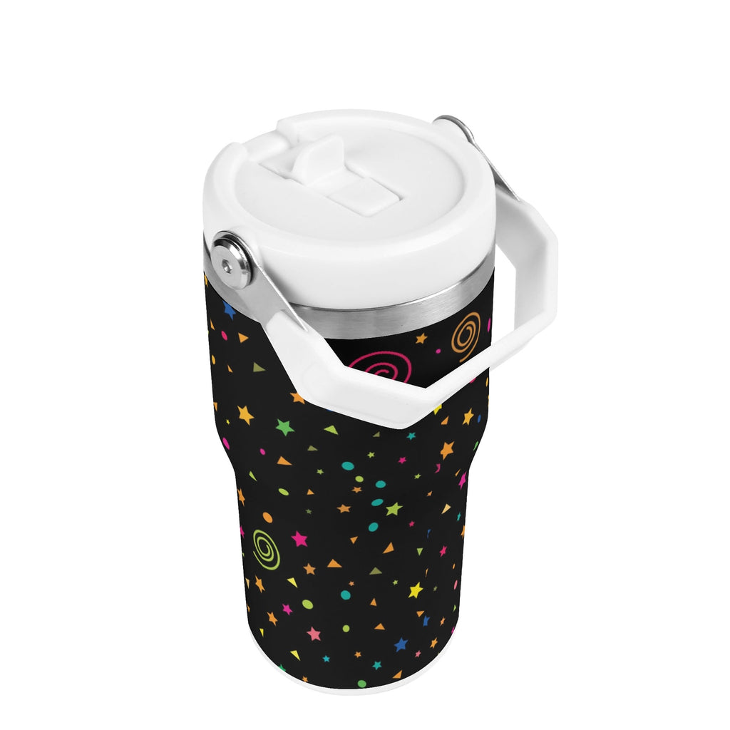 Personalised Stars And Swirls 20oz Stainless Steel Tumbler Screw On Lid With Straw Personalised 20oz Tumbler with Top Handle Printed Offshore