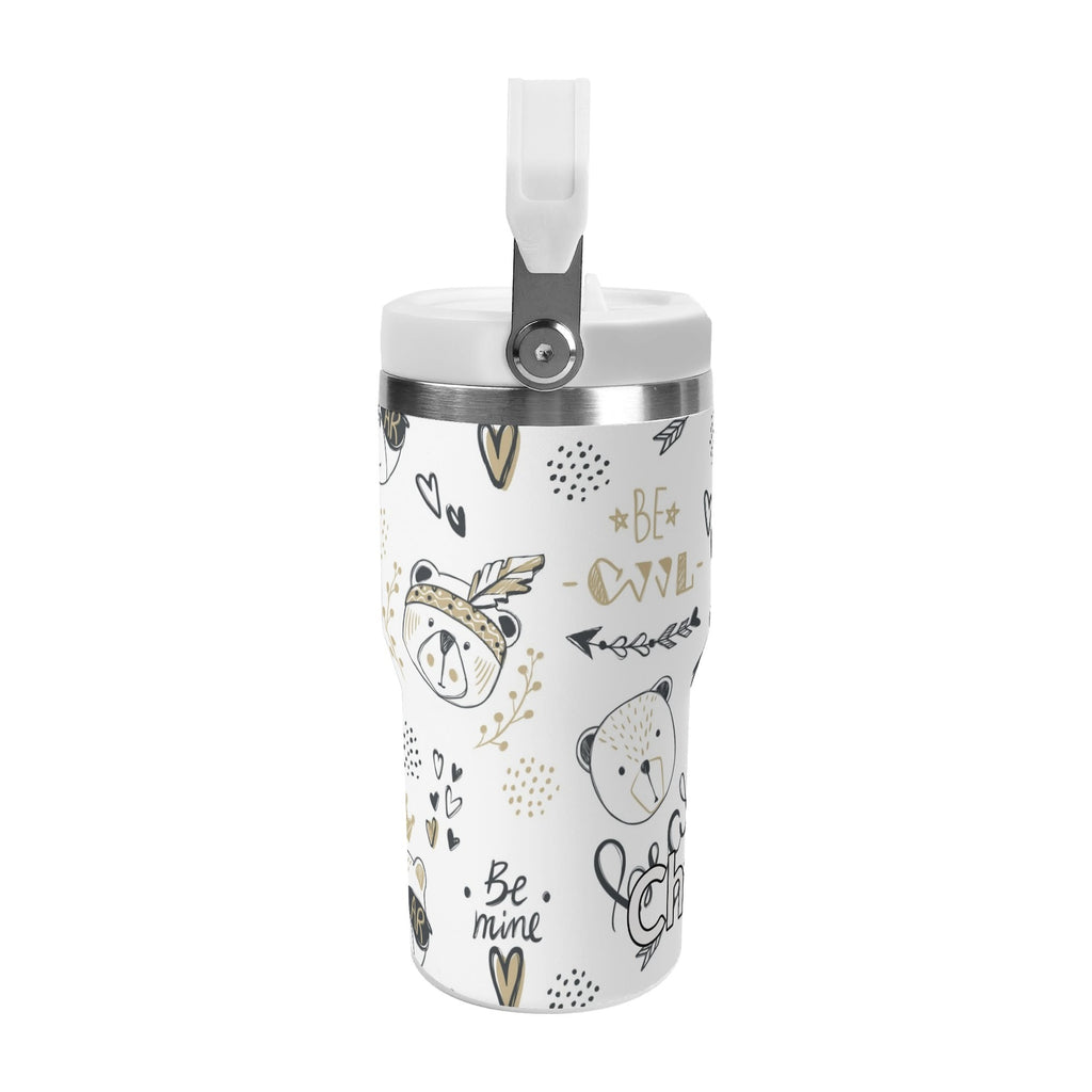 Personalised Bears 20oz Stainless Steel Tumbler Screw On Lid With Straw Personalised 20oz Tumbler with Top Handle animal Printed Offshore